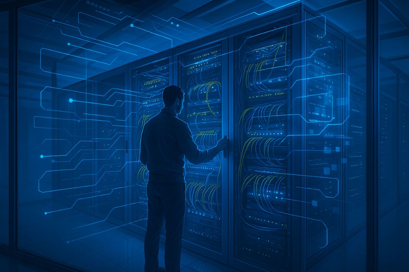 Técnico de TI especializado realizando manutenção em hardware